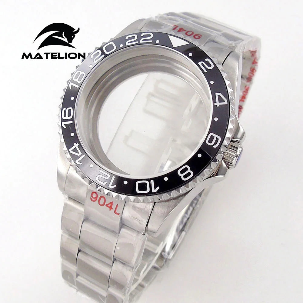 Koperta do zegarka Matelion 20ATM Dive 40mm SUB, pasuje do mechanizmów NH35, NH34 GMT, ETA 2824, PT5000, stalowa bransoleta, szafirowe szkło, 120 kliknięć, przesuwane zapięcie