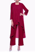 Womens 3-Pieces Set Mother of Bride Dress Party Dress Pant Suits Bussiness Elegant Formal Chiffon Plus Size for Formal Wedding