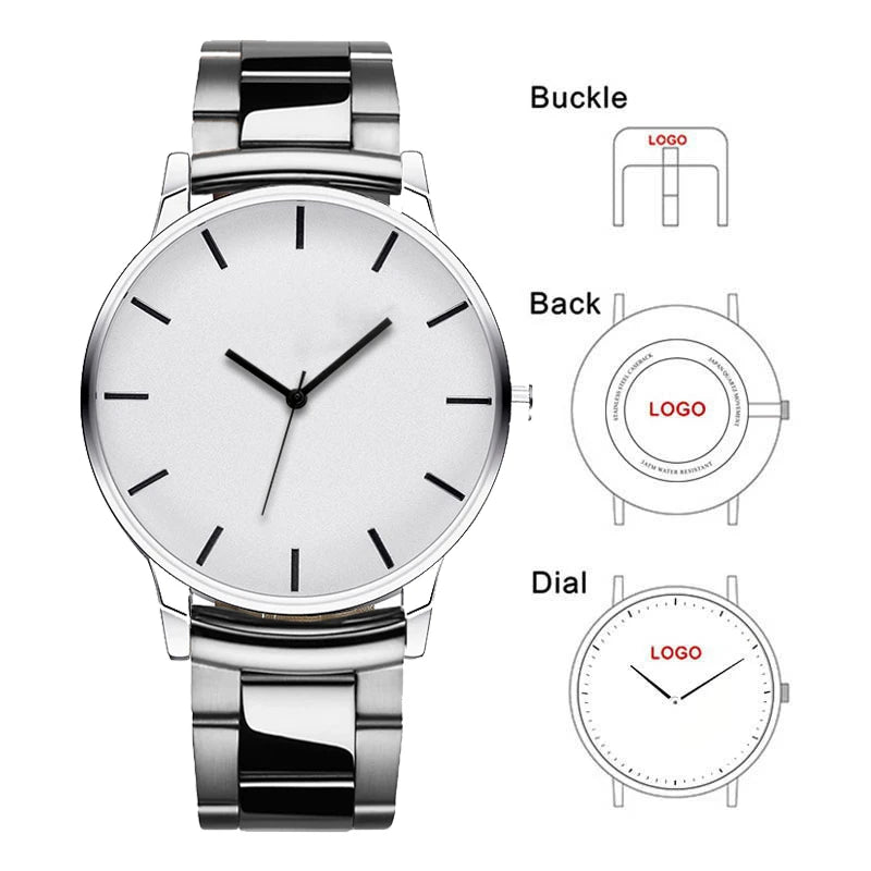 Personal Mark Black Tone Stainless Steel Classic Men's Wristwatch Customized Family Photo Picture Watch Gift Relogio