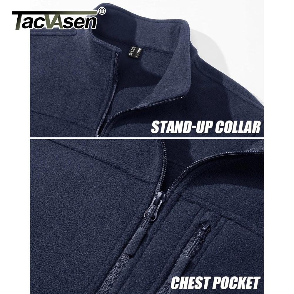 TACVASEN Men's Thermal Fleece Jacket Stand Collar Full Zip Windbreaker