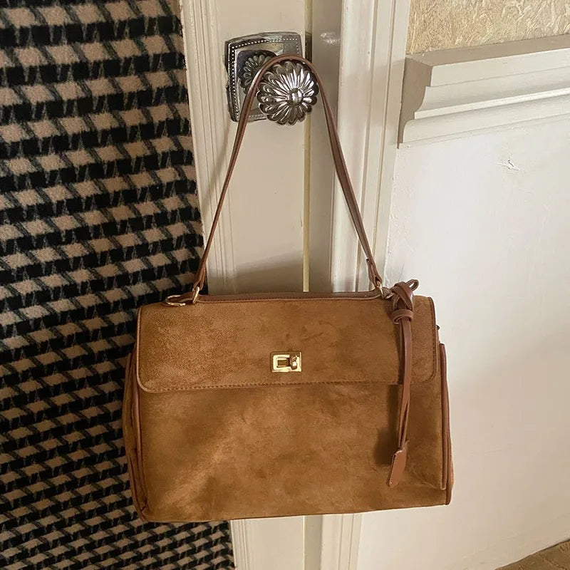 Faux Suede Large Capacity Women's Shoulder Messenger Tote Bag