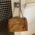 Faux Suede Large Capacity Women's Shoulder Messenger Tote Bag