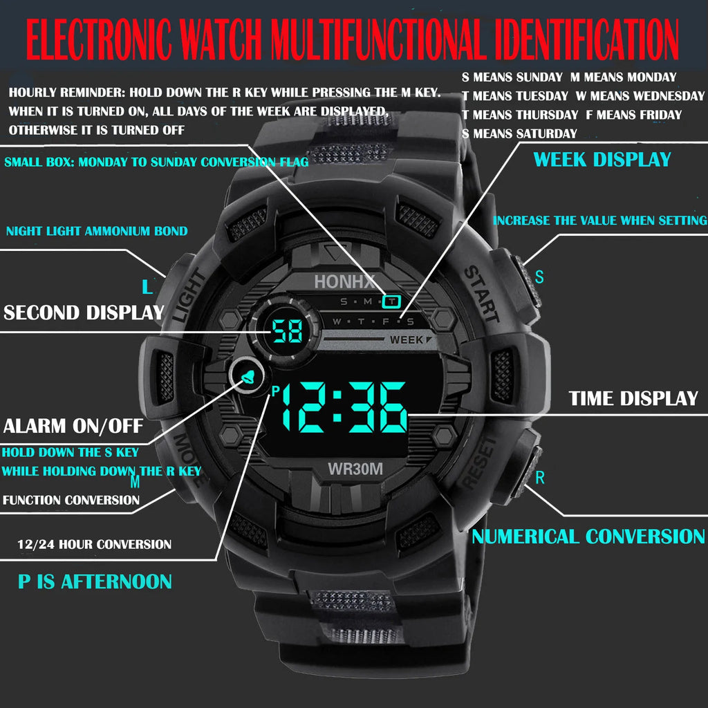 Reloj digital para niños, resistente al agua, reloj electrónico multifuncional con luz para niños, reloj deportivo de pulsera para niños