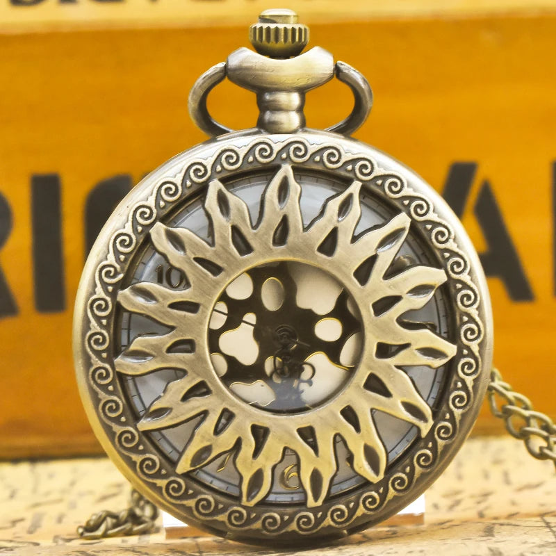 Zabytkowy mosiężny naszyjnik z ażurowym zegarkiem kieszonkowym w stylu steampunk, kwarcowy wisiorek z łańcuszkiem, prezent dla kobiet i mężczyzn
