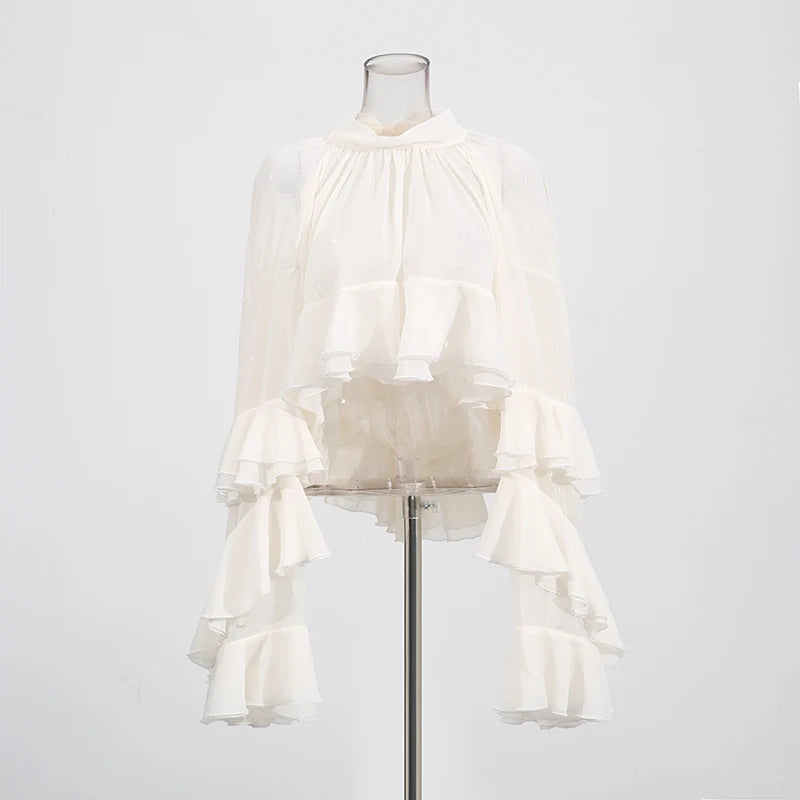 Blusa holgada y transparente de algodón y poliéster para mujer de TWOTWINSTYLE