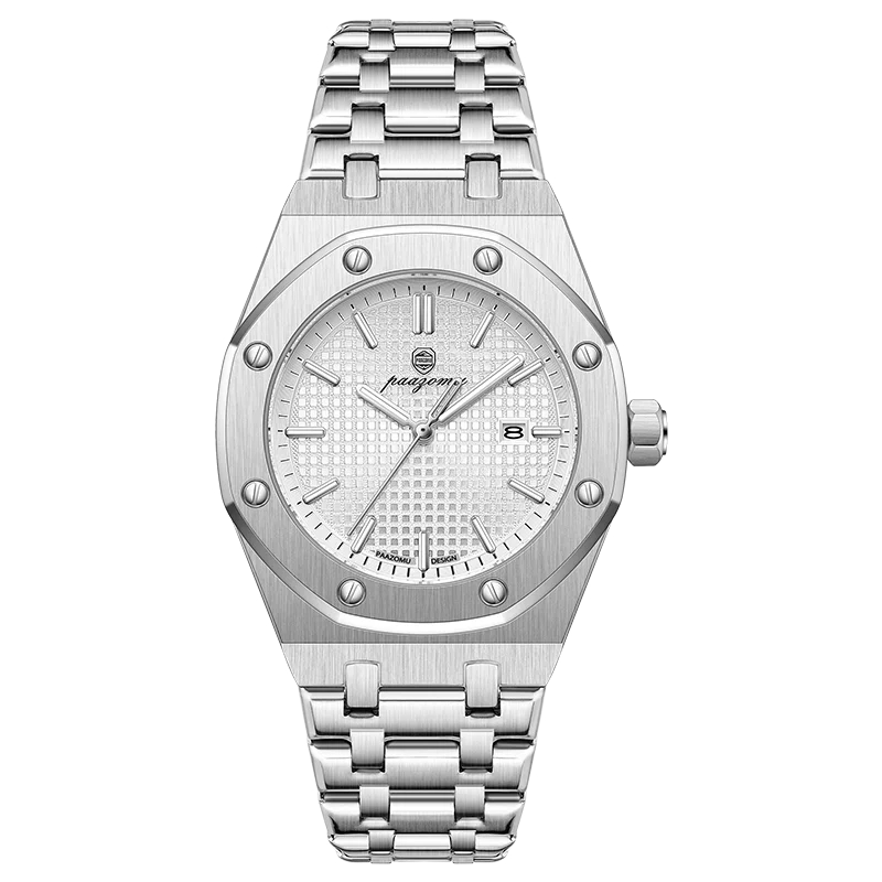 Reloj de pulsera personalizado PAAZOMU para hombre, reloj de cuarzo de acero inoxidable, resistente al agua, luminoso, con fecha, para hombre
