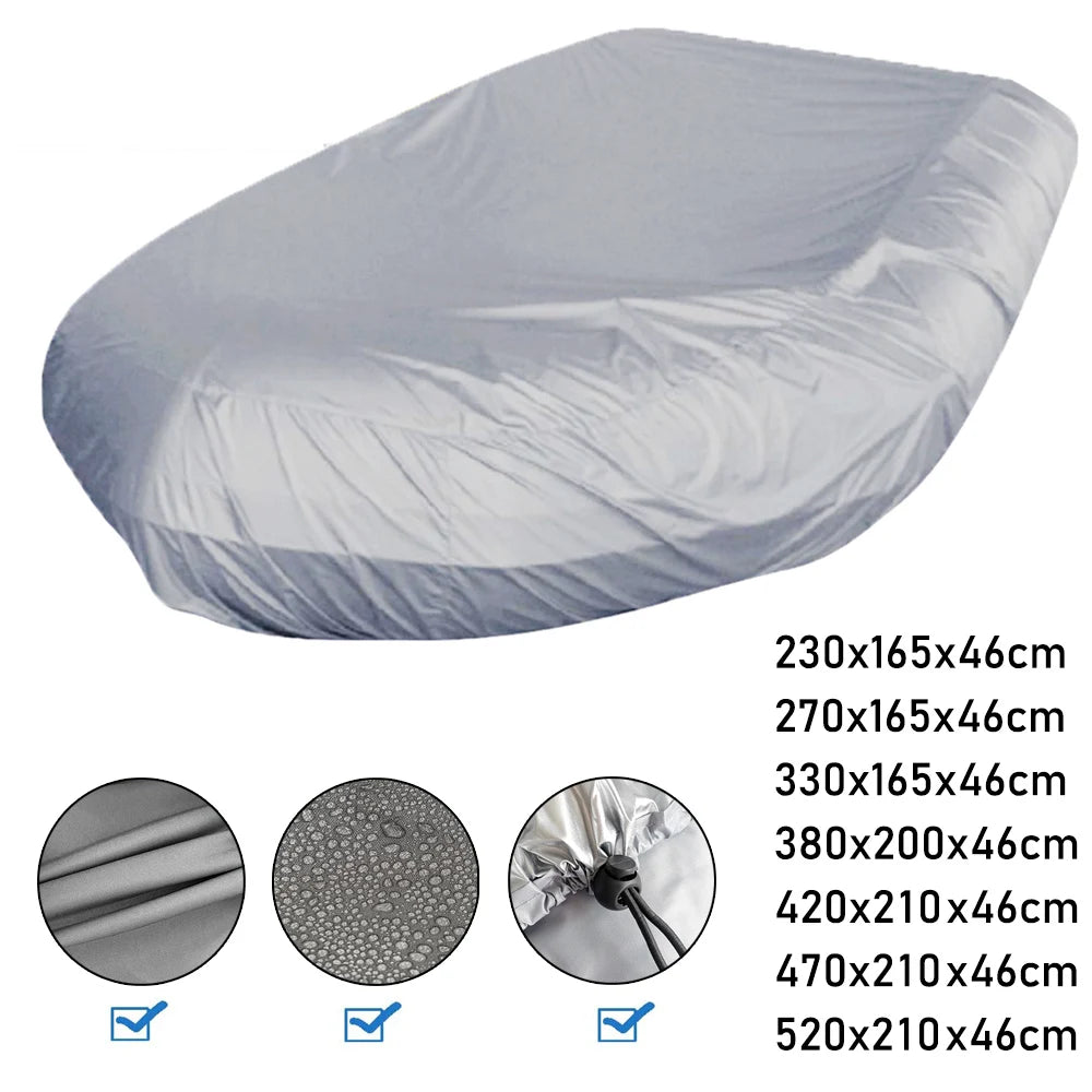 Cubierta universal para bote tipo V, impermeable, a prueba de polvo, anti-UV, resistente a la lluvia y nieve, para botes inflables, lanchas, botes de pesca y botes de goma, tamaño grande.