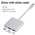 Concentrador USB-C 3 en 1 con HDMI 4K, USB 3.0 y puerto de carga