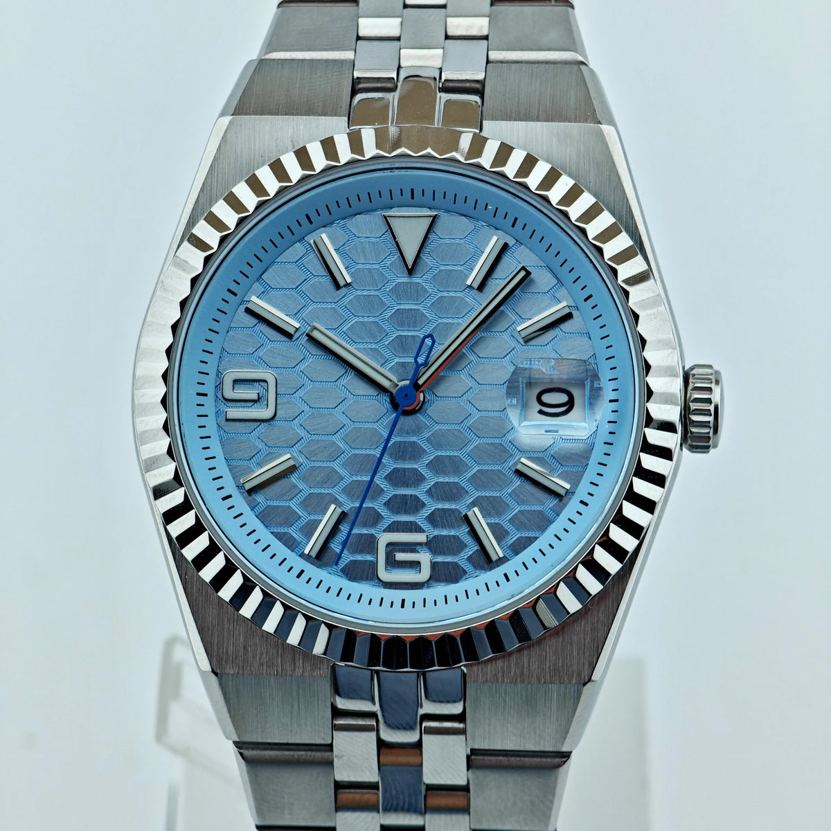 CORGEUT NH35A 8215 Automatic Watch Men Ice Blue Honeycomb Dial Sapphire Glass 100M Waterproof Luminous 316L Steel Wristwatch