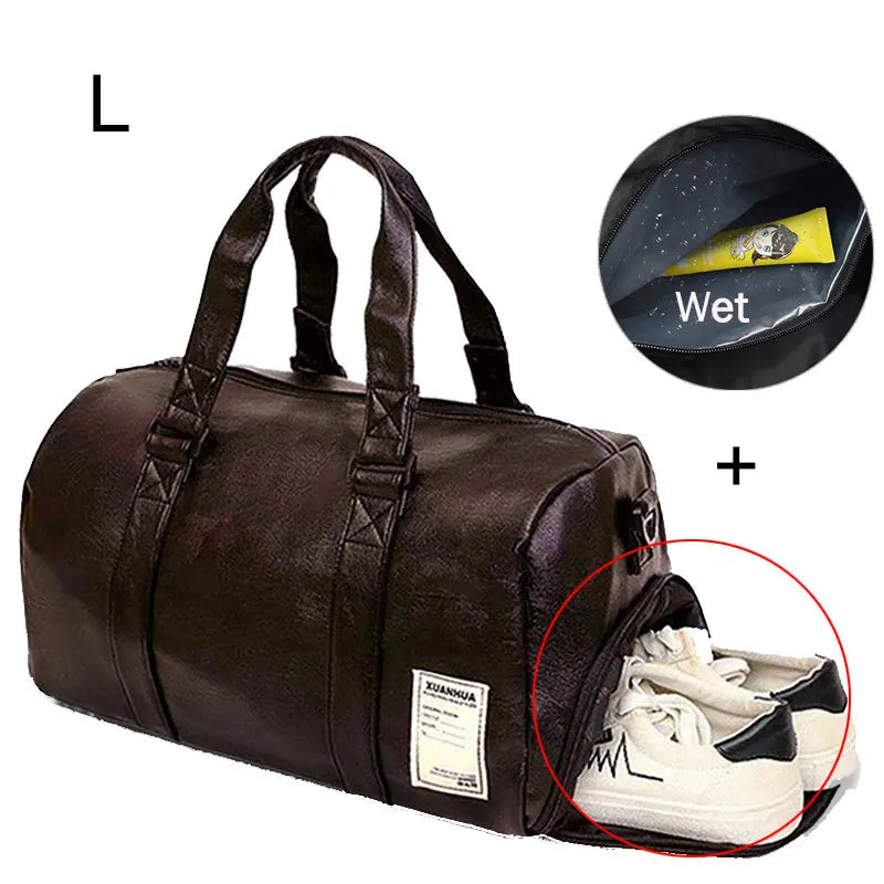 Sporttasche aus Leder Trainingstasche mit Nassfach für Herren, für Schuhe Fitness Yoga Reisegepäck Umhängetasche Sportbeutel XA512WD