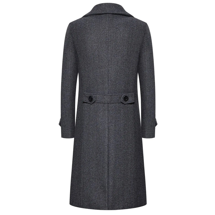 Abrigos largos de lana para hombre, moda de primavera, gabardinas cruzadas, rompevientos de otoño con cuello vuelto, ajuste entallado, ropa de abrigo masculina