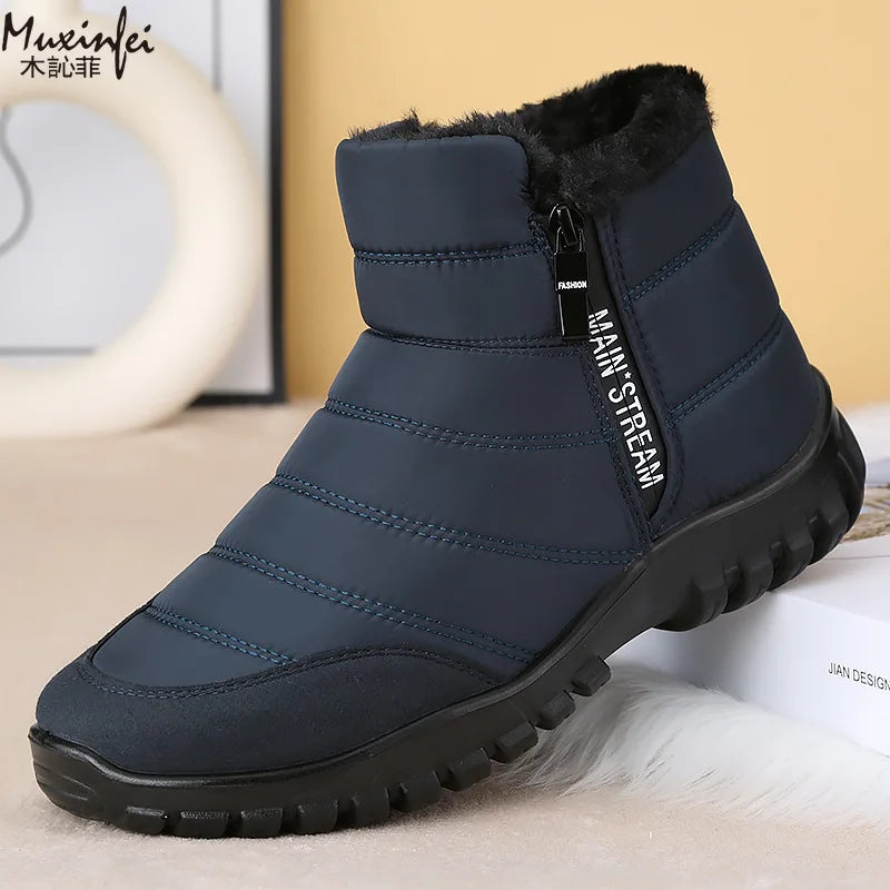 Vinterkängor för män, vattentäta, halkfria, varma, fodrade, stora storlekar, unisex-modell