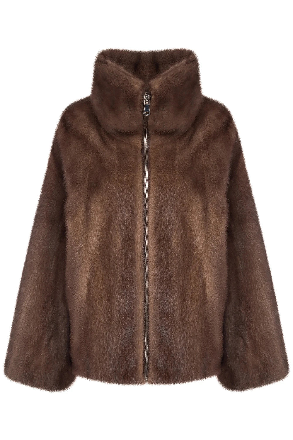 Women Faux Mink Fur Jacket High Collar Long Sleeve Casual Coat