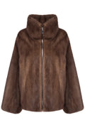 Women Faux Mink Fur Jacket High Collar Long Sleeve Casual Coat