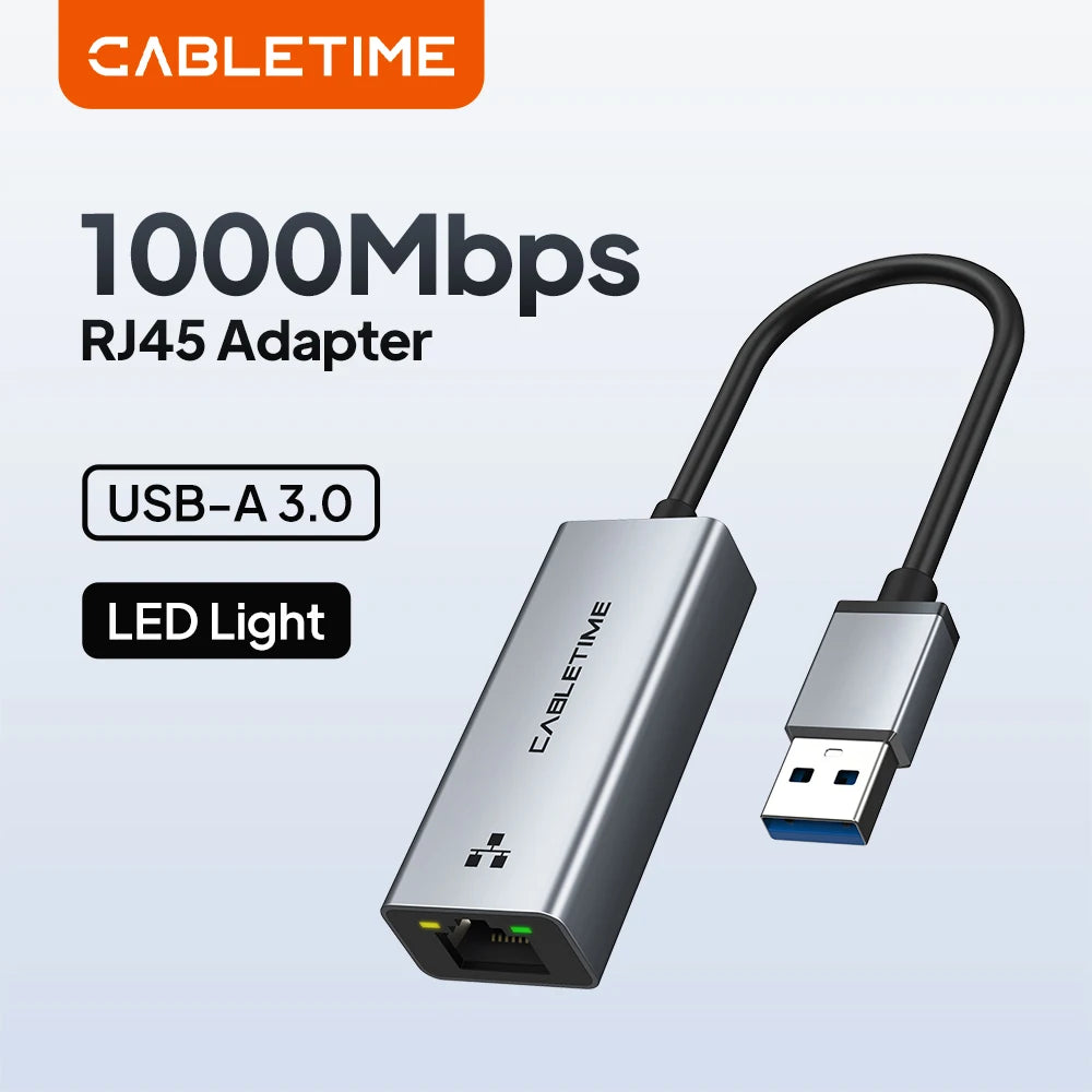 CABLETIME USB 3.0 Ethernet Adapter RJ45 Network Card 1000Mbps