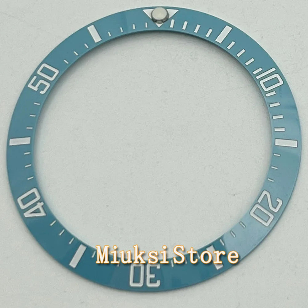 Inserto de bisel de cerámica negro, azul, blanco y verde de 38 mm para reloj automático para hombre Submariner de 40 mm
