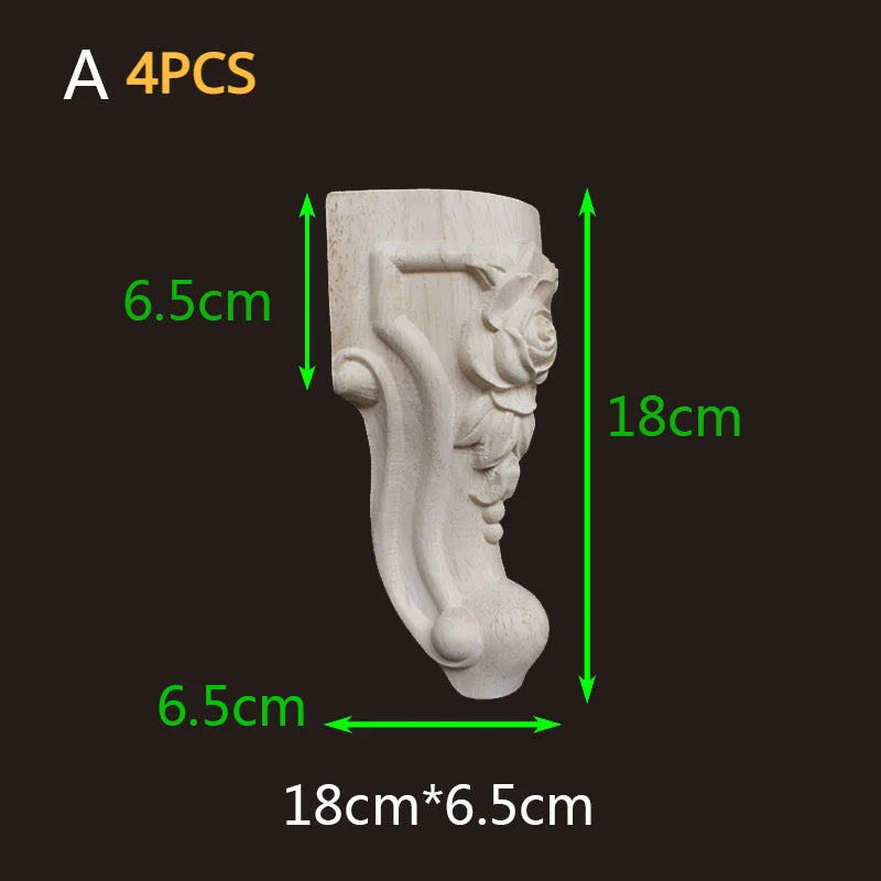 2-4pcs Wood Furniture Legs Sofa Couch Chair Ottoman Loveseat Coffee Table Cabinet Feet Bun Foot Wood Bend Appliques Onlays