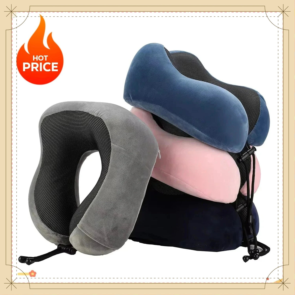 Memory Foam U Shaped Neck Pillow with Ergonomic Cervical Support