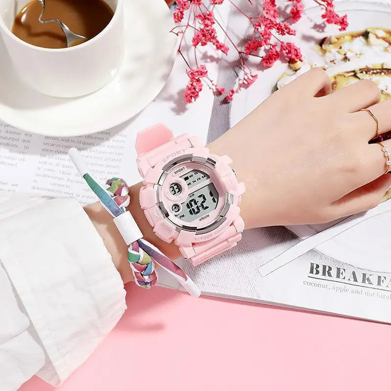 Relojes infantiles YIKAZE de moda, luminosos, resistentes al agua, con despertador, reloj electrónico inteligente para estudiantes, regalo para niños y niñas