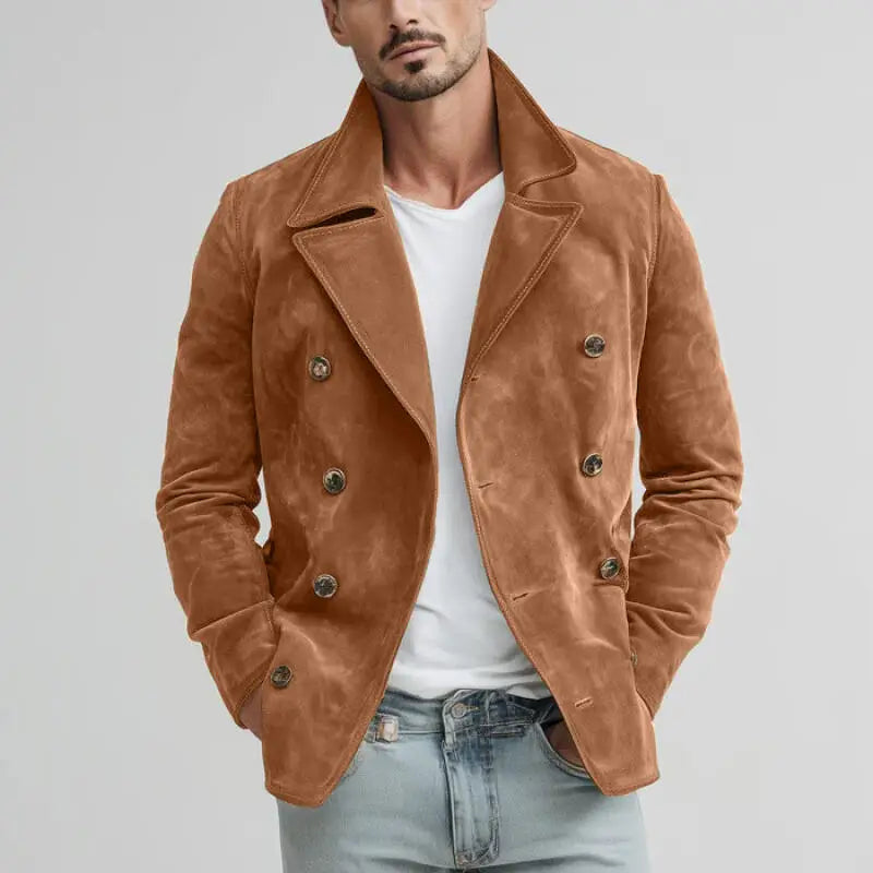 2026 Spring Autumn Fashion Vintage Jackets Men Solid Casual Turn Down Collar Retro Outwear Coats Male Daily Loose Blazer Jacket