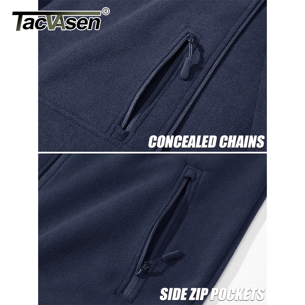 TACVASEN Men's Thermal Fleece Jacket Stand Collar Full Zip Windbreaker