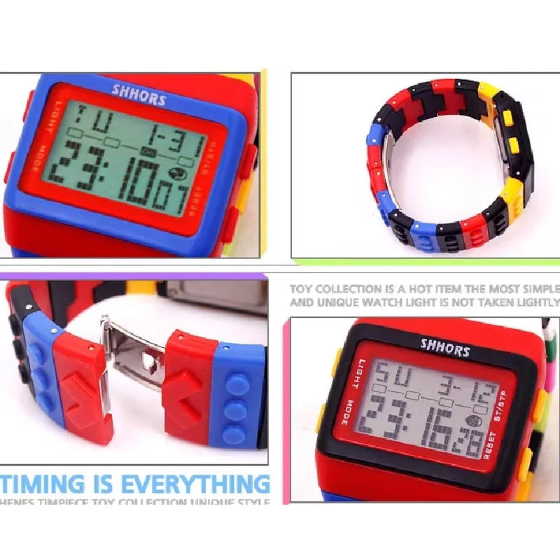 Reloj digital LED unisex, reloj tipo bloque de construcción para armar, reloj deportivo para niños, regalo de Navidad y Año Nuevo