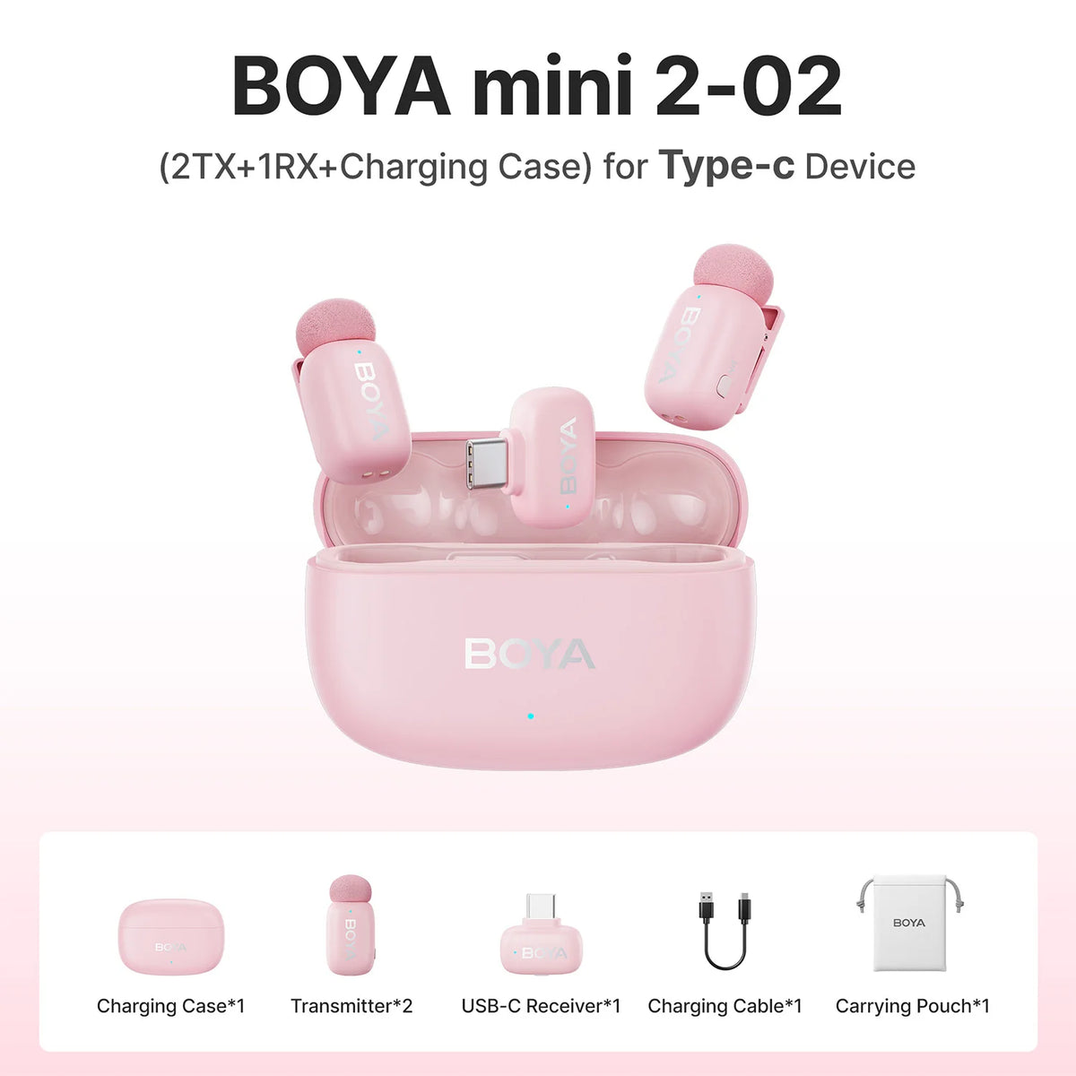 Micrófono de solapa inalámbrico BOYA Mini 2 con reducción de ruido por IA