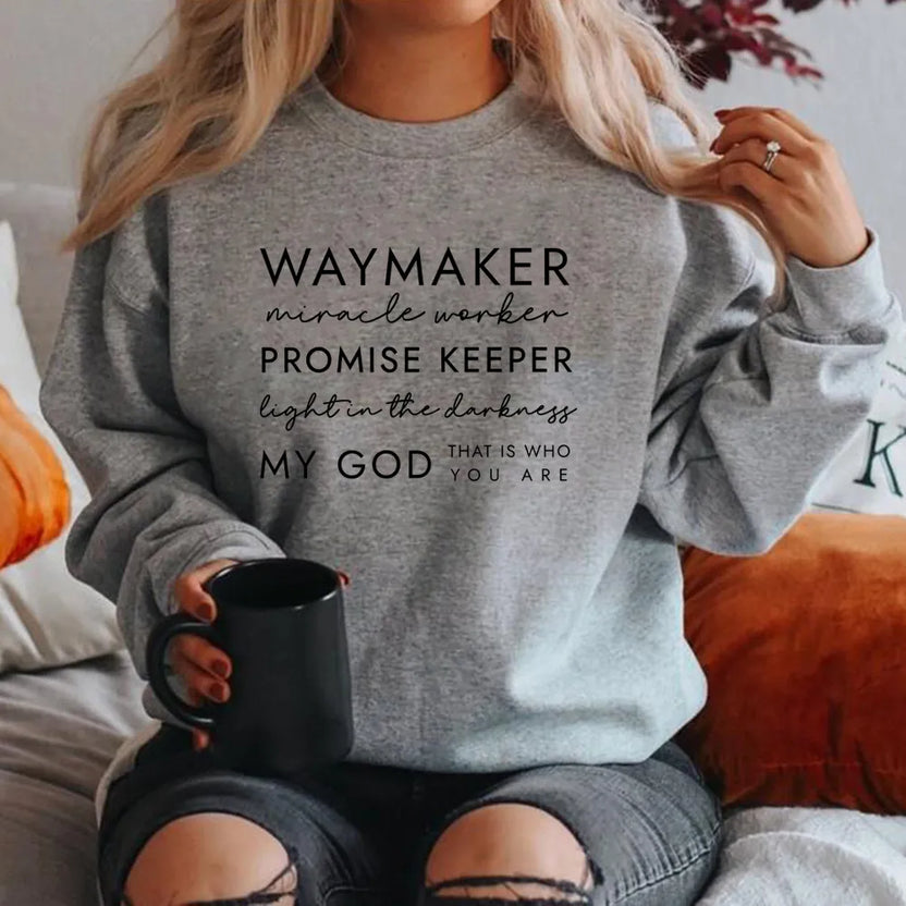 Chrześcijańska bluza Waymaker odzież religijne prezenty damska bluza z okrągłym dekoltem bluza z kapturem z motywem wiary sweter z wersetem biblijnym chrześcijański top