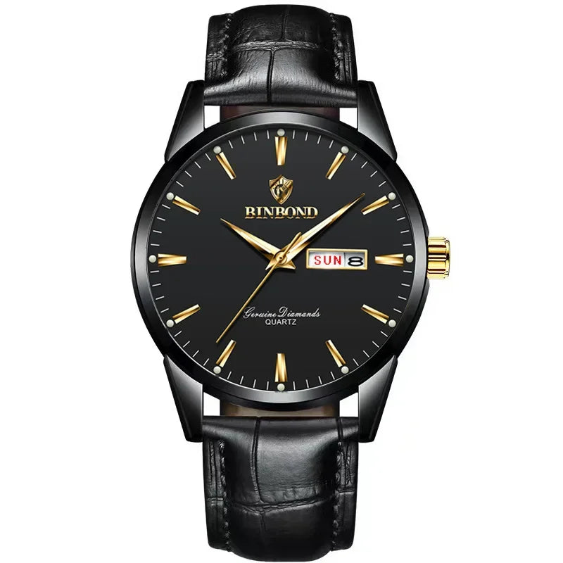 Reloj de lujo para hombre y mujer, cuarzo, correa de piel