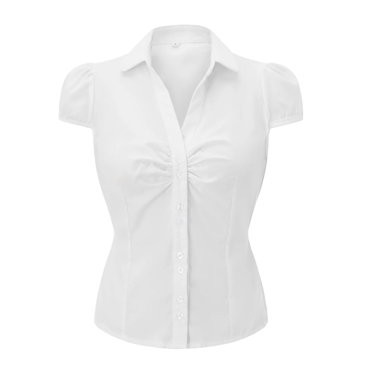 Women's White Slim Fit Button-Up Cotton Polyester Shirt