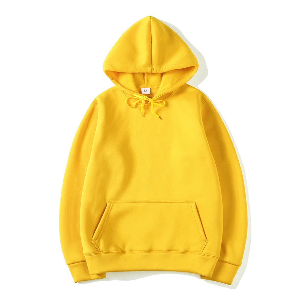 Herr- och damtröjor med huva, pullover för vår och höst, vardaglig huvtröja, enfärgade hoodies, oversize svart tröja för herrar
