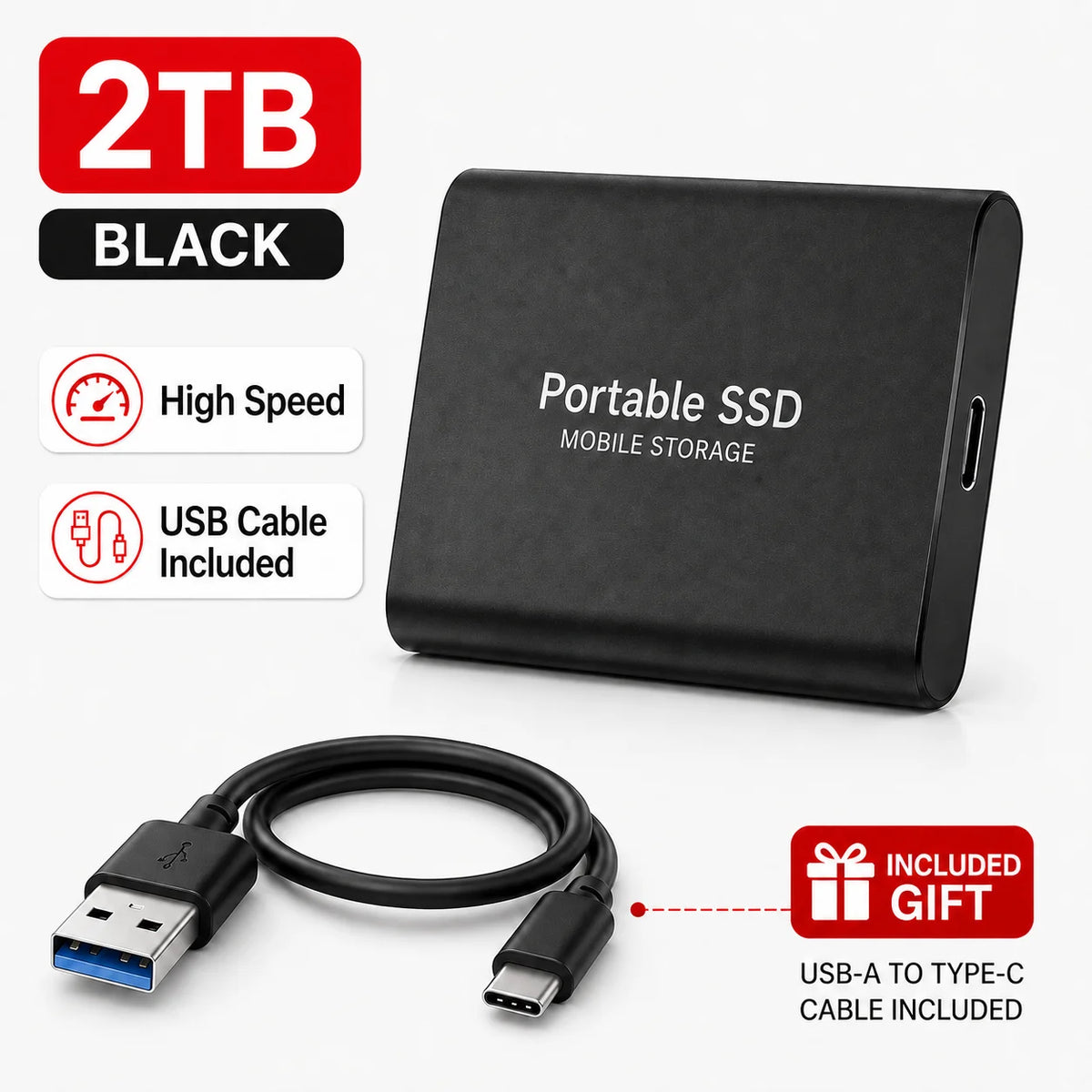 SSD externo portátil Somdisk USB 3.0 de 1TB 2TB 4TB con almacenamiento tipo C