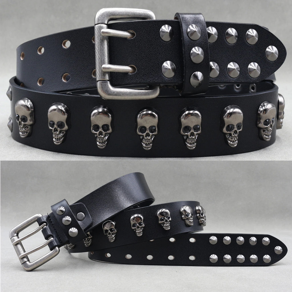 NEW Genuine Leather Heavy Metal Rivet Punk Belts for Men Rock Stud Cowboy Belt Men Ceinture Homme Waist Belt Cinturon Mujer
