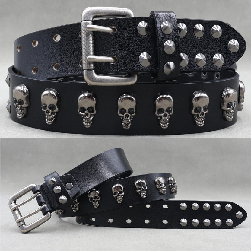 NOWE paski punkowe z ćwiekami w stylu heavy metal z prawdziwej skóry, męski pasek rockowy z nitami, pasek kowbojski, męski pasek w talii, damski pasek