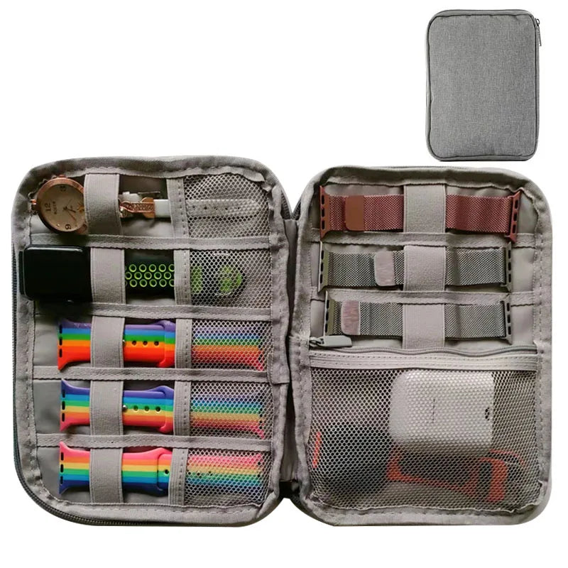 Caja organizadora portátil impermeable para guardar relojes y correas, estuche de almacenamiento para hombres y mujeres, compatible con Apple Watch y otros relojes.
