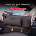 Leather Car Seat Gap Organizer with Cup Holder and Storage Pocket