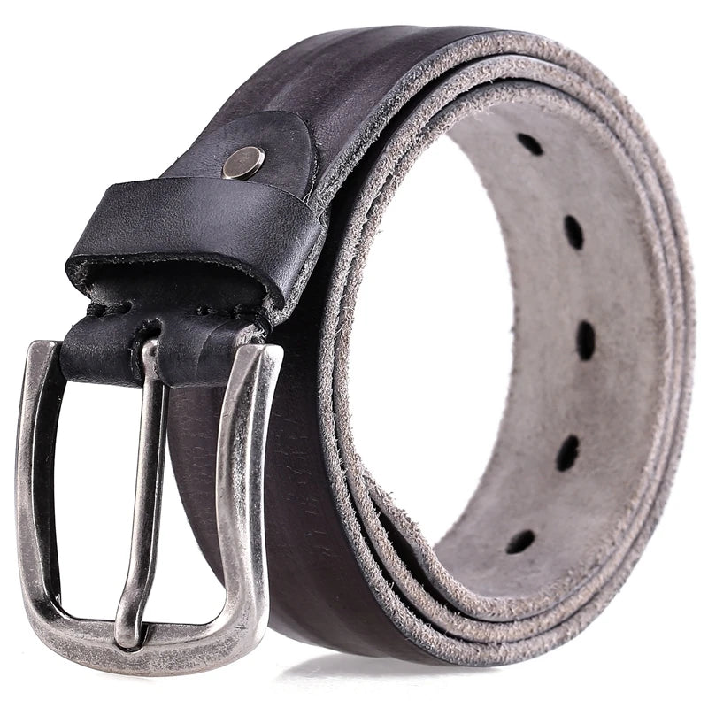 Vintage Belts for Mens Luxury 100% Real High Quality Full Grain Genuine Leather 2020 Jeans Cowboy Casual 3.8 Cm Gray 125cm 130