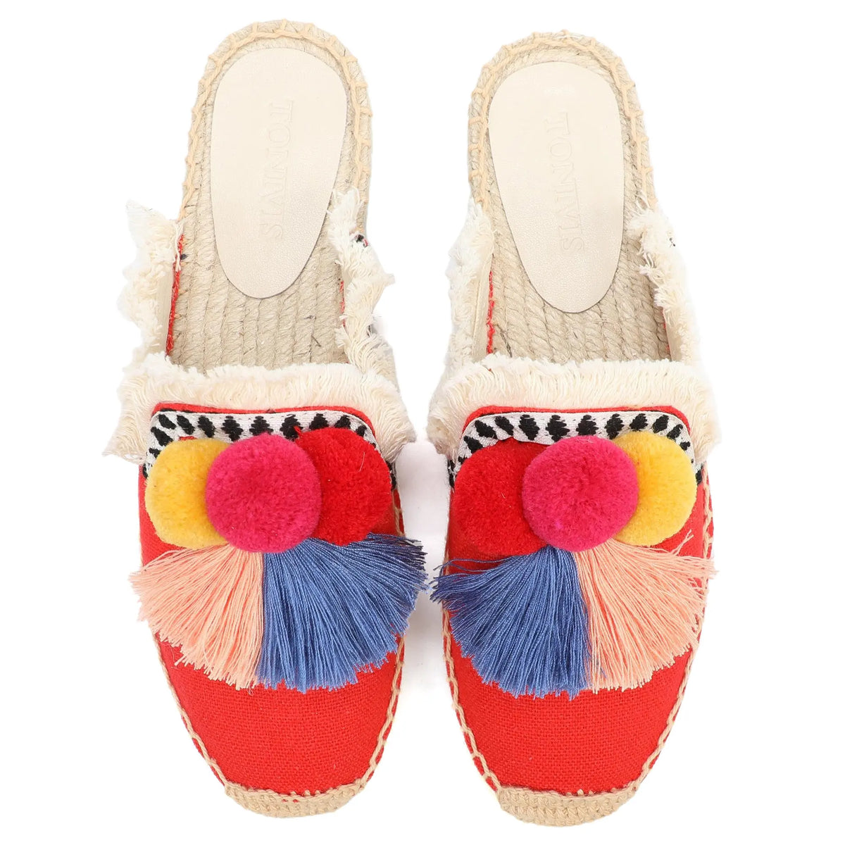 Women's Slippers  Espadrilles  Fluffy Ball Mule Slides Sale -  Rubber Hemp Shoes Outside Spring  Women  Sandals