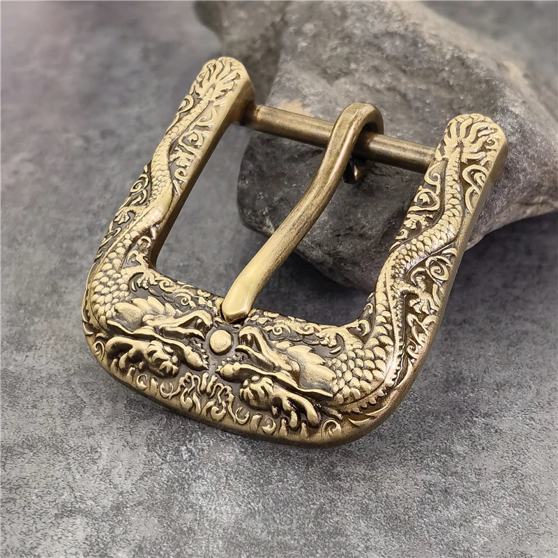 Hebilla de cinturón para hombre de latón macizo pesado, estilo vintage, 40 mm