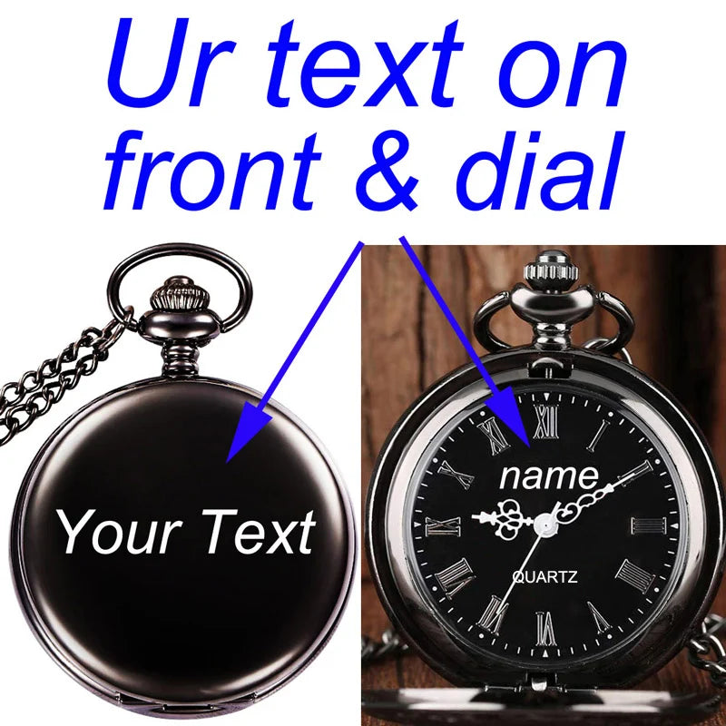 Customize Your LOGO Name Text 47MM Quartz Personalize Pocket Watch Vintage Bestman Groomsmen Wedding Gift Anniversary Presents
