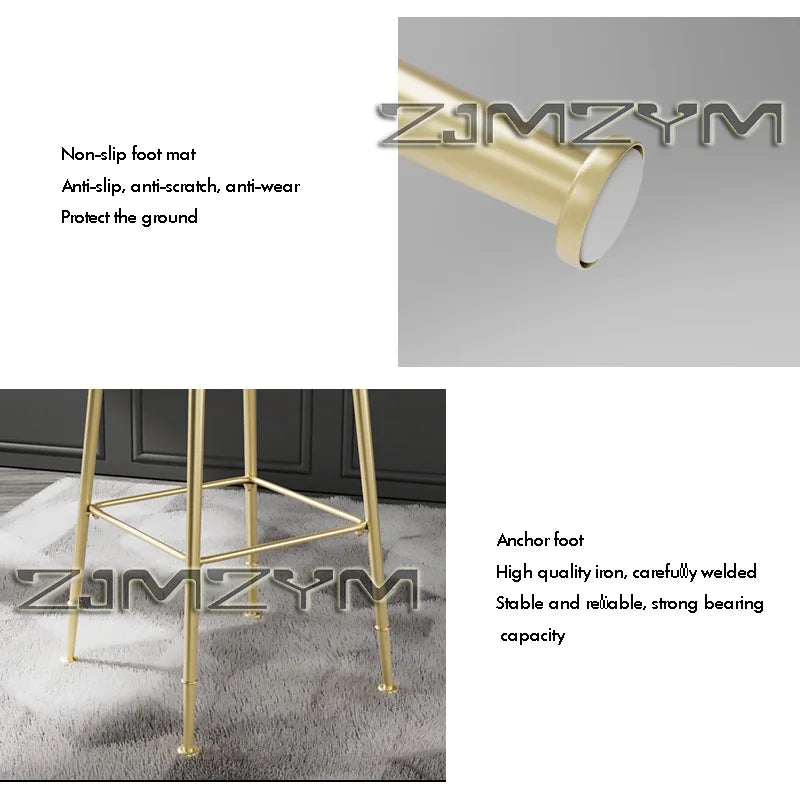 Nordic Light Modern Metal Bar Stool Portable Bar Stools Nordic Style Living Room High Chair Back Bar Stool