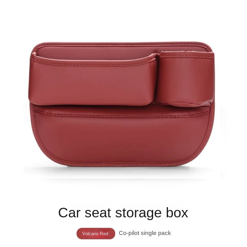 Organizador de piel para el hueco del asiento del coche con portavasos y bolsillo de almacenamiento