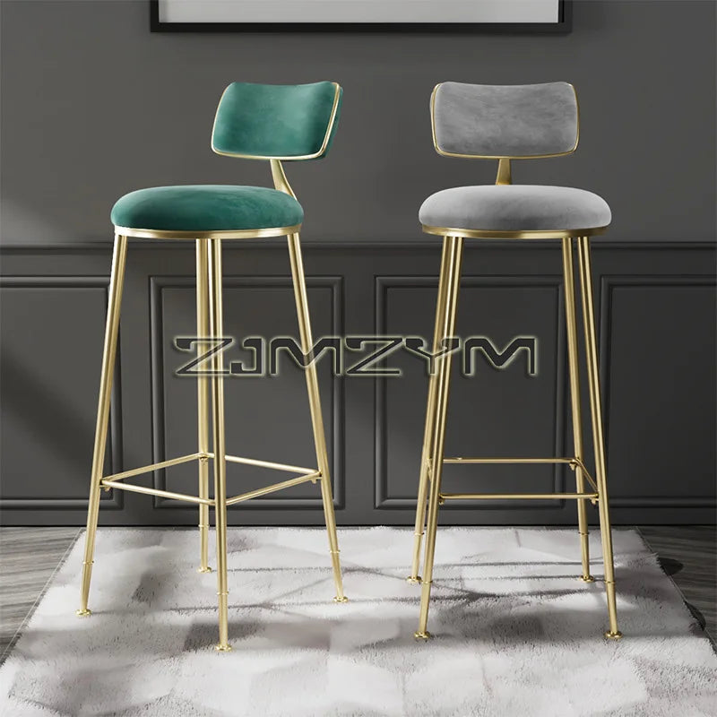 Nordic Light Modern Metal Bar Stool Portable Bar Stools Nordic Style Living Room High Chair Back Bar Stool