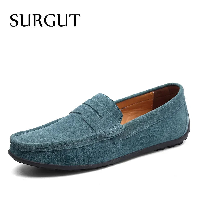 Mocasines de verano para hombre marca SURGUT, estilo casual, suaves, de alta calidad, zapatos planos de cuero auténtico, estilo italiano para conducir.