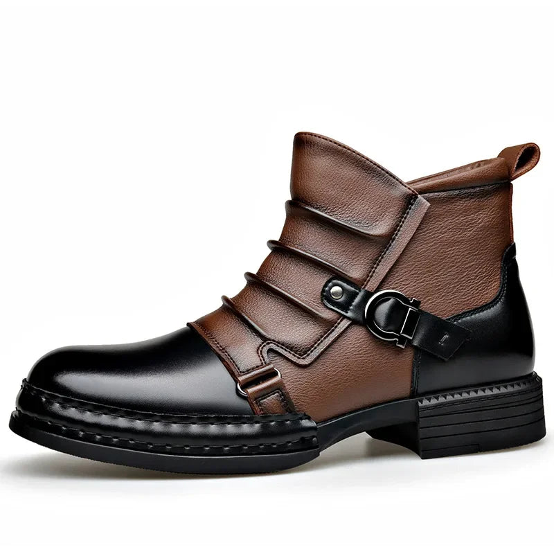 Herrskor höst vinter retro ankelboots mode vardagsskor för män dragkedja motorcykelstövlar nya designervarma platåskor
