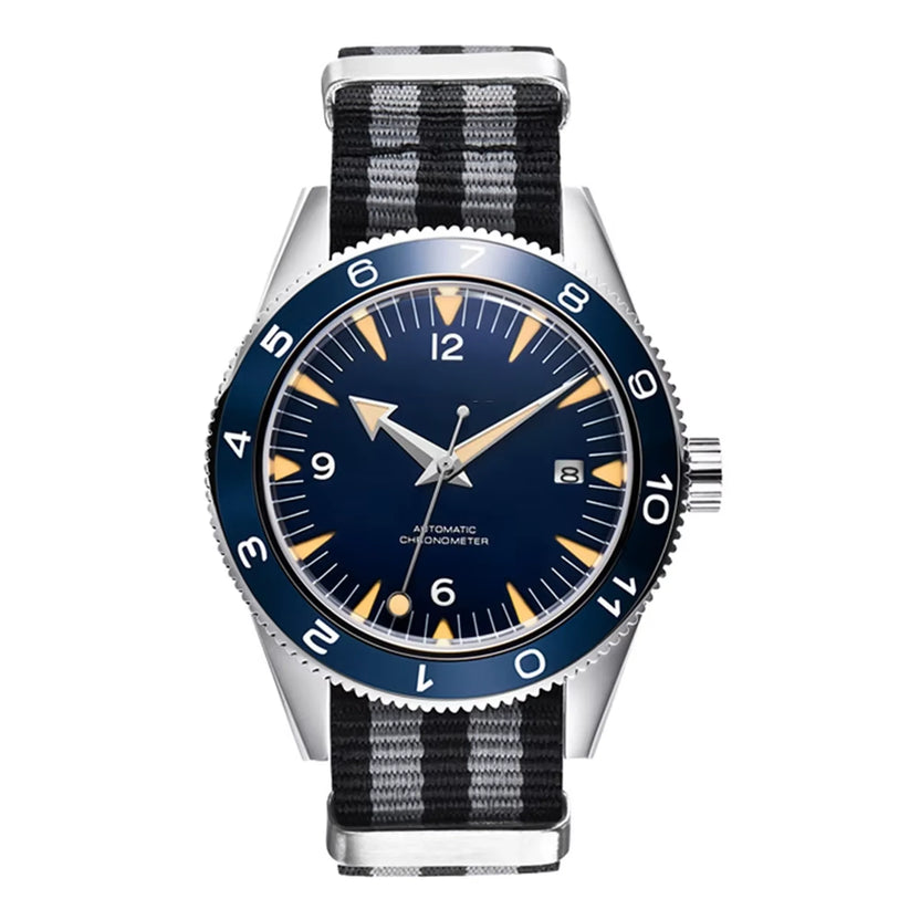 Męski zegarek 41 mm z własnym logo, luksusowy zegarek biznesowy z mechanizmem automatycznym NH35, szafirowe szkło, datownik, zegarek nurkowy