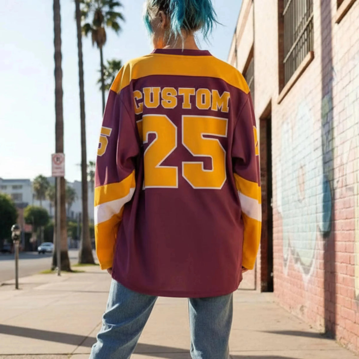 2026 Summer New 3D Personalized M Breathable Women's Y2K Ice Hockey Jersey Orange Ice Hockey Sports Long Sleeve