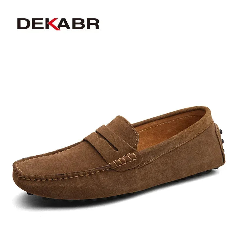 Zapatos casuales para hombre DEKABR talla 49, zapatos de moda para hombre, mocasines de cuero genuino, zapatos planos sin cordones, calzado de conducción para hombre