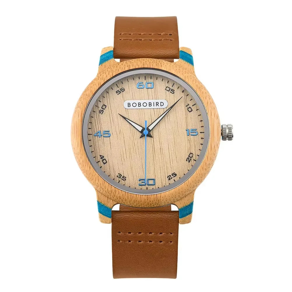 Couple Watch BOBO BIRD Wooden Simple Fashion Leather Wristwatch Men and Women Personality Timepiece Great Gift Reloj Luminous