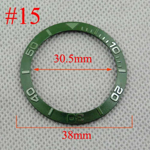 Inserto de bisel de cerámica negro, azul, blanco y verde de 38 mm para reloj automático para hombre Submariner de 40 mm